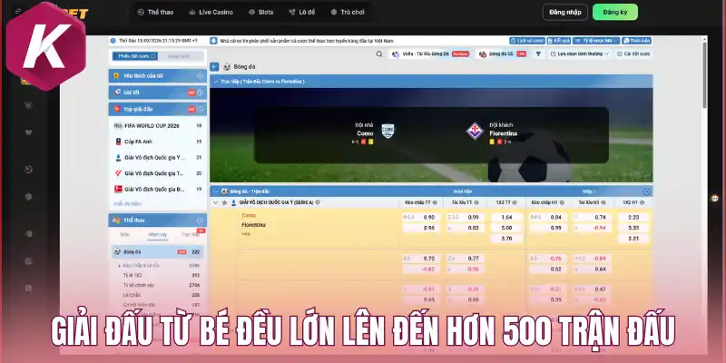 Giải đấu từ bé đều lớn lên đến hơn 500 trận đấu